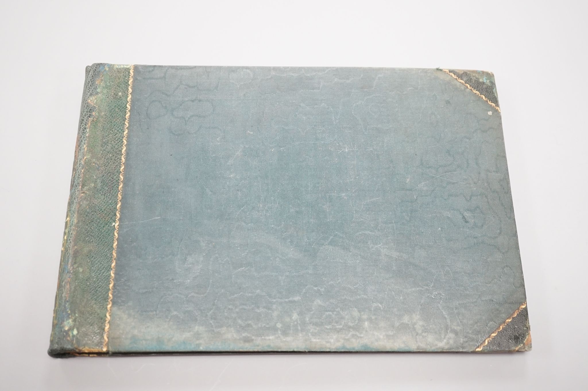 An album of 38 late 18th/early 19th century watercolour and pencil sketches by various hands, including two en grisaille, of Greek temples, by George Stanley Cary (1780-1822), others by Lady Mordaunt (1848-1906), John St